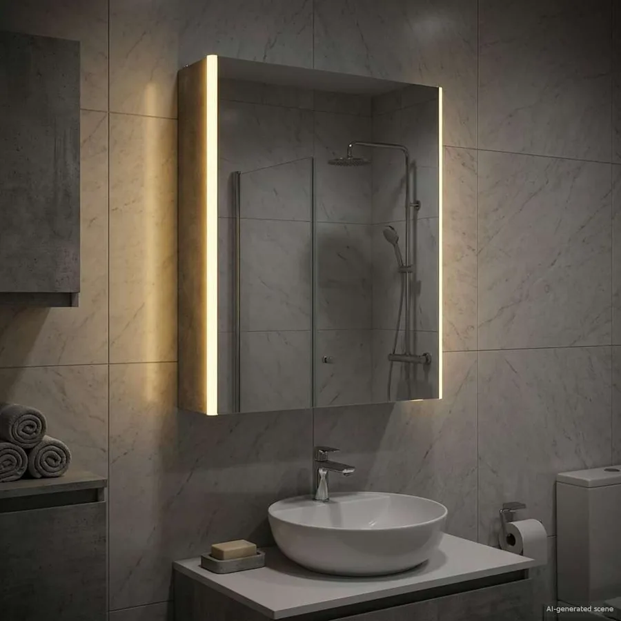 Armoire Miroir de Salle de Bain Gris béton 53,5 x 15,5 x 70 cm - 4