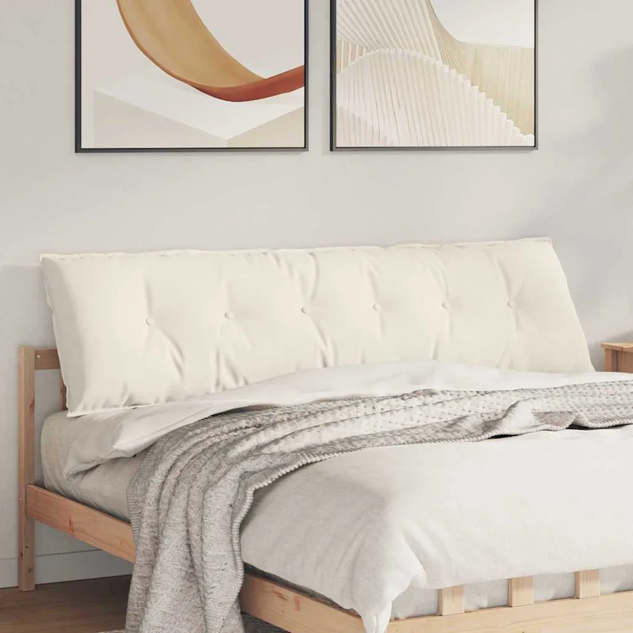 Coussin de Dos Crème 180 x 50 cm Tissu en velours côtelé