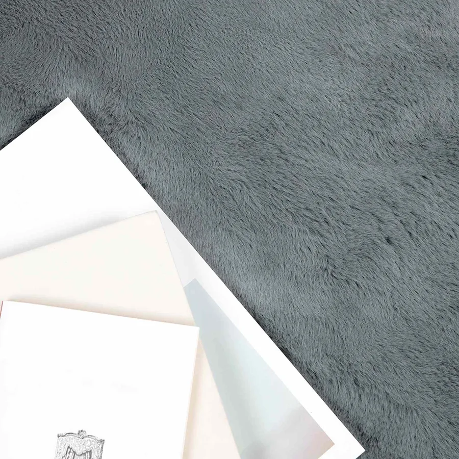 Tapis antidérapant en fausse de lapin OLITE Anthracite - 3