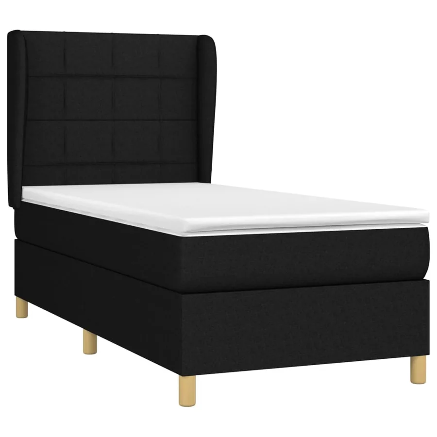 Sommier à lattes de lit et matelas Noir 80x200 cm Tissu - 3