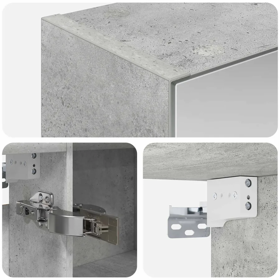 Armoire Miroir de Salle de Bain Gris béton 100 x 14,5 x 70 cm - 10