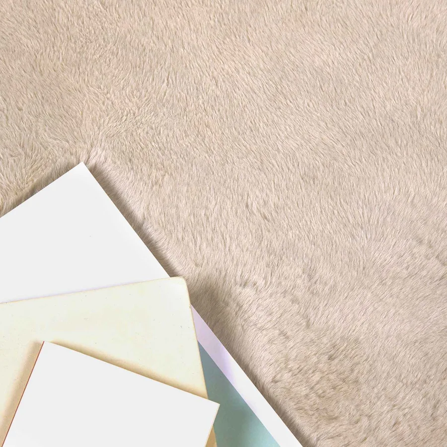 Tapis antidérapant en fausse de lapin OLITE Taupe Ø 100 cm - 3