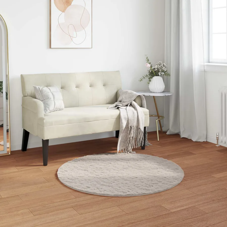Tapis antidérapant en fausse de lapin OLITE Beige Ø 80 cm