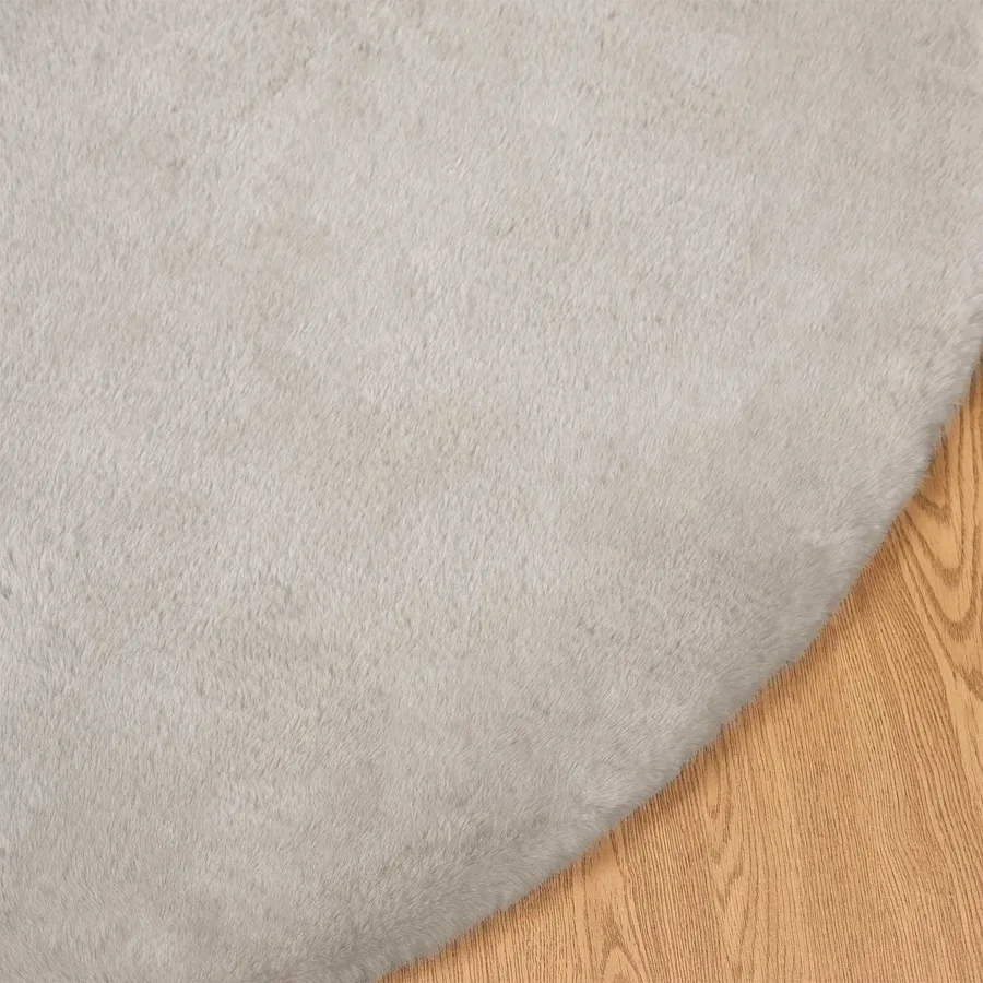 Tapis antidérapant en fausse de lapin OLITE Beige Ø 80 cm - 7