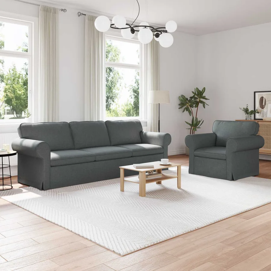 Ensemble de Canapés 2 pcs Gris foncé 245 x 82 x 80 cm tissu
