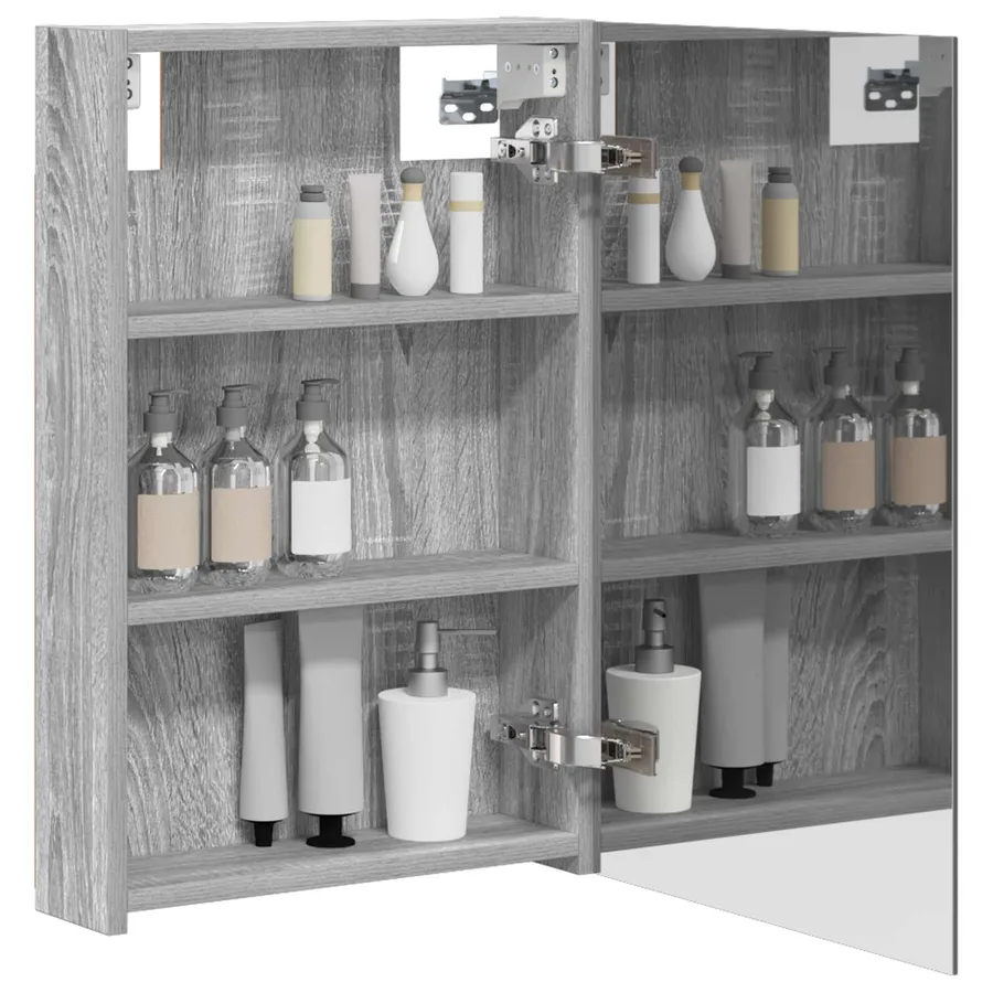 Armoire Miroir de Salle de Bain Gris Sonoma 40 x 10,5 x 60,5 cm - 3