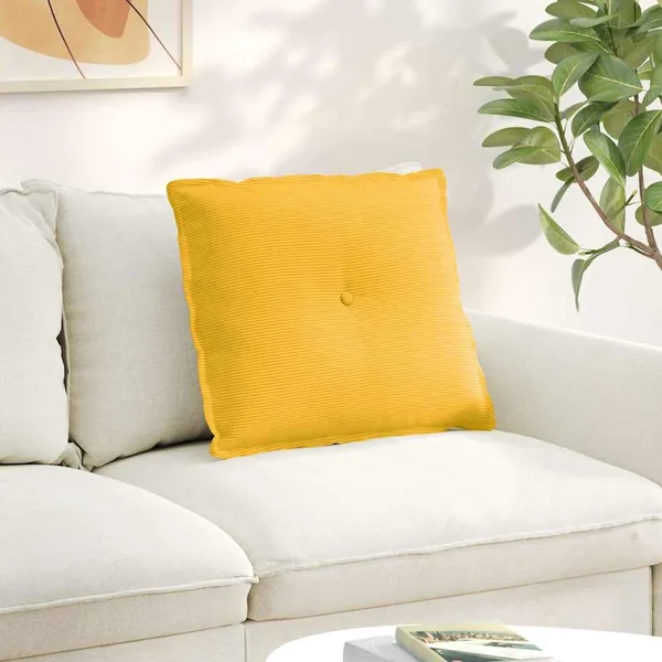 Coussin de Dos Jaune clair 60 x 50 cm Tissu en velours côtelé