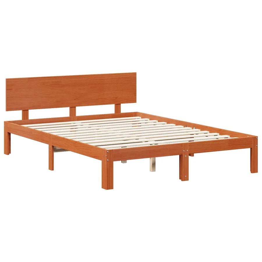 Cadre de lit avec tiroir 3 pcs Cire marron Bois de Pin Massif - 4
