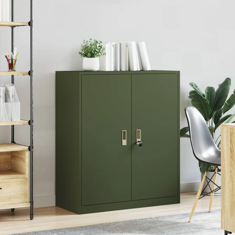 Armoire de rangement Vert olive 90 x 40 x 105 cm Acier - 4