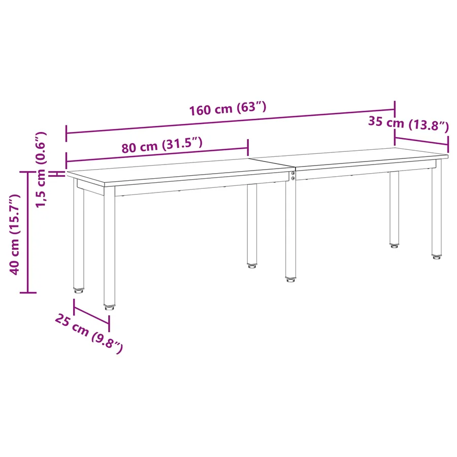 banc Chêne artisan 160 x 35 x 45 cm Bois d'ingénierie - 8