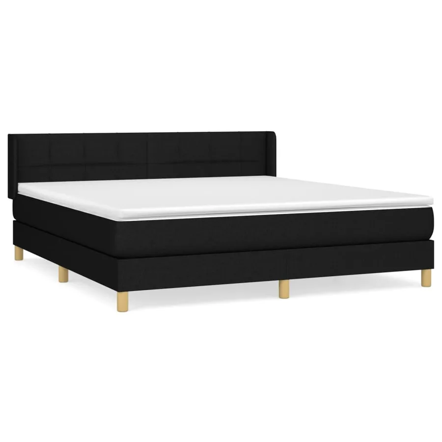 Sommier à lattes de lit avec matelas Noir 160x200 cm Tissu - 2