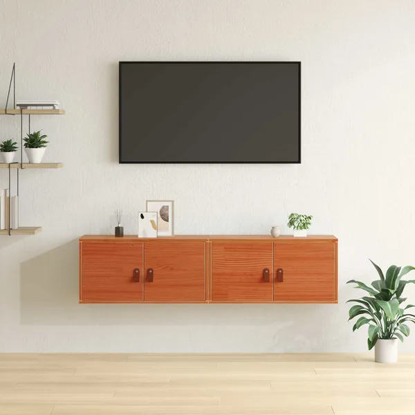 Meuble mural avec étagère 2 pcs Cire marron 60 x 30 x 30 cm