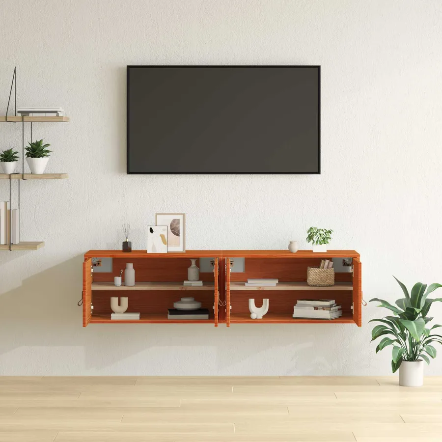 Meuble mural avec étagère 2 pcs Cire marron 60 x 30 x 30 cm - 5