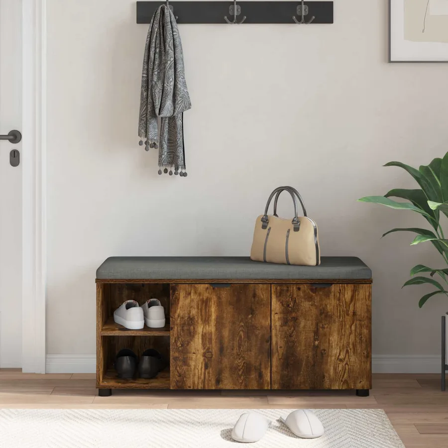Banc d'entrée avec coussin Chêne Fumé 100 x 38 x 46 cm - 4