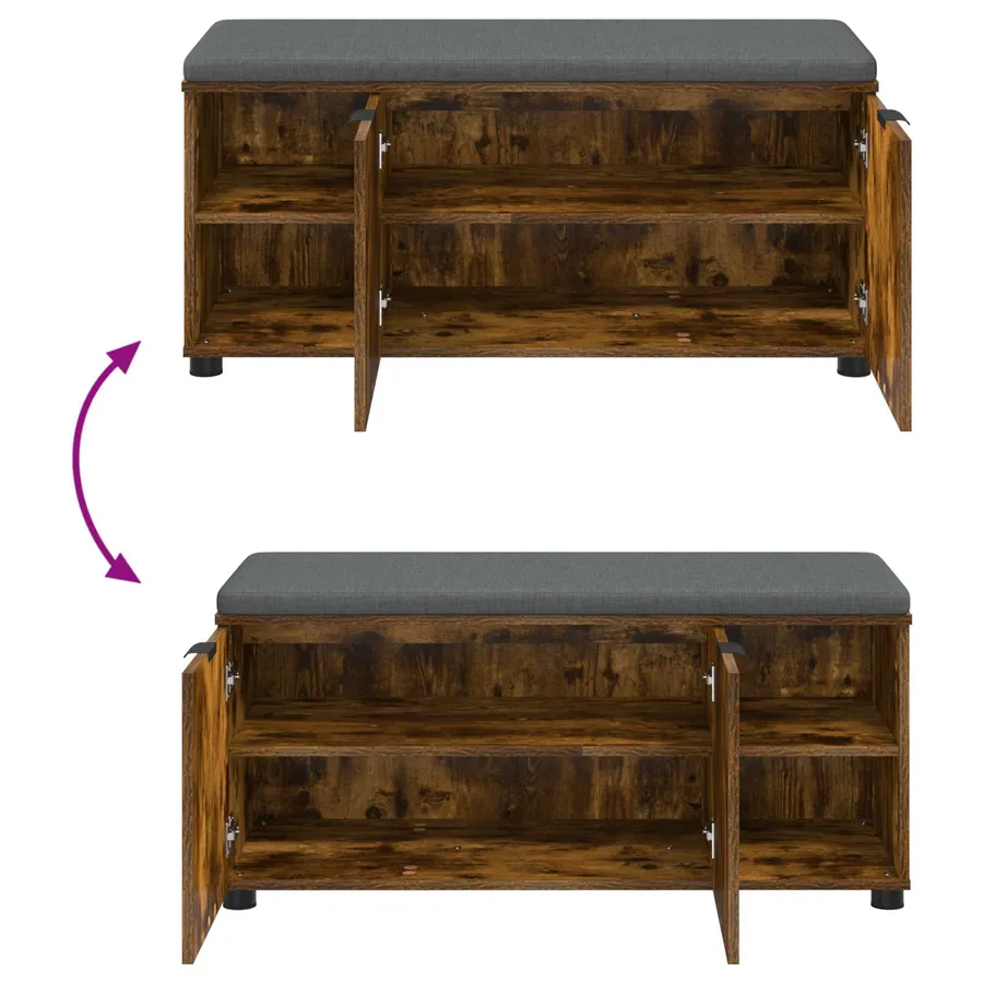 Banc d'entrée avec coussin Chêne Fumé 100 x 38 x 46 cm - 8