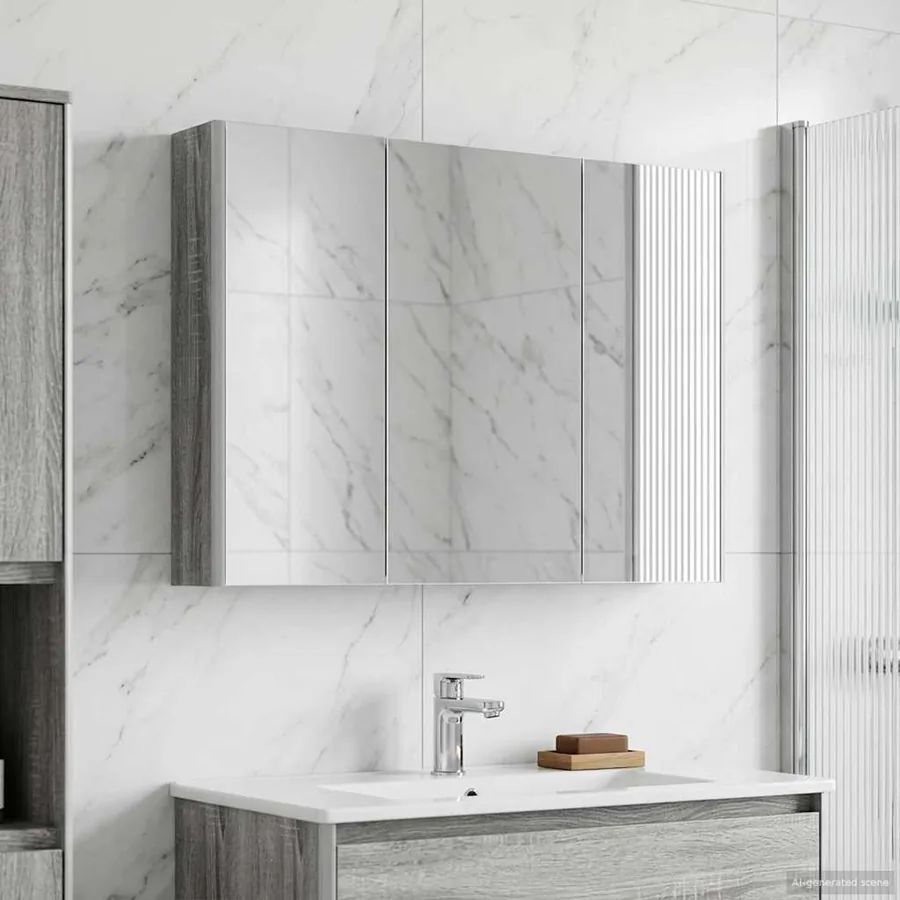 Armoire Miroir de Salle de Bain Gris Sonoma