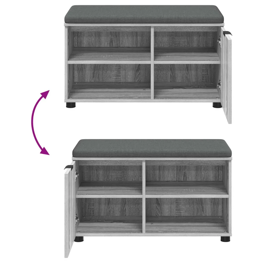 Banc d'entrée avec coussin Gris Sonoma 80 x 38 x 46 cm - 10