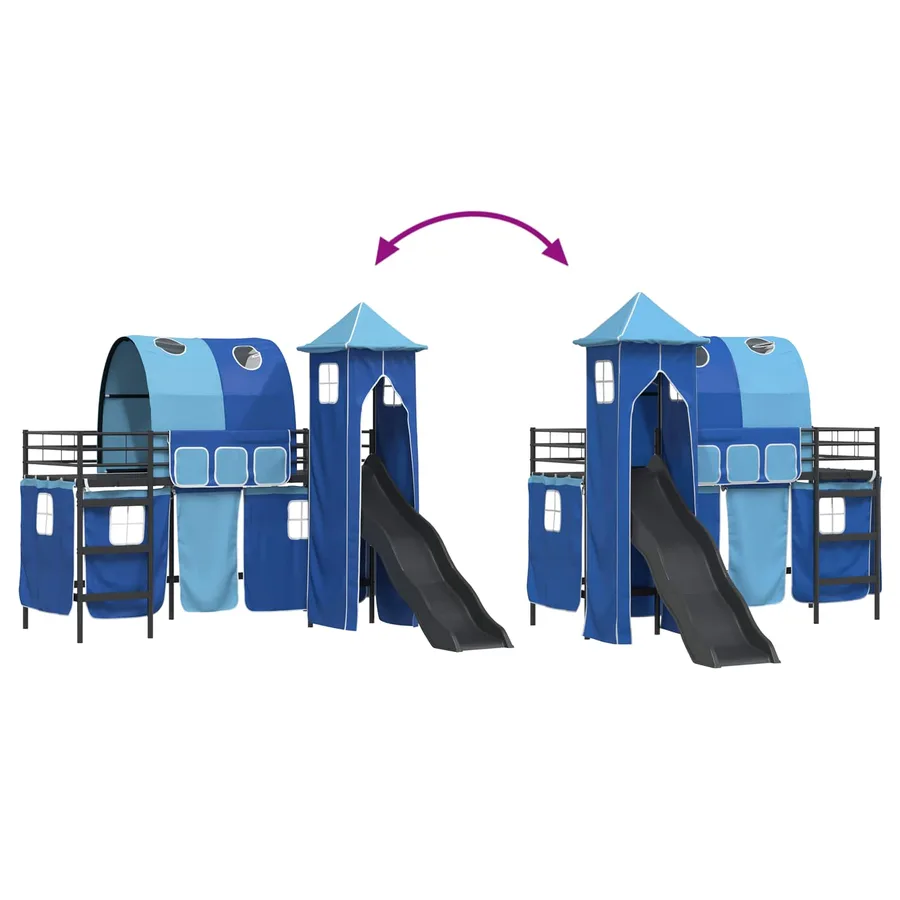 Lit mezzanine pour enfants Uni Noir et Bleu 100 x 190 cm métal - 12
