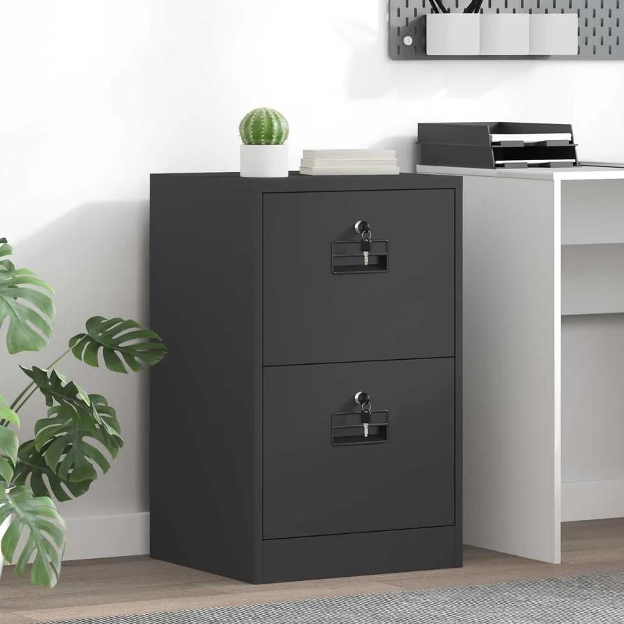 Cabinet de Dossier avec tiroir Noir 45,5 x 42 x 74,5 cm