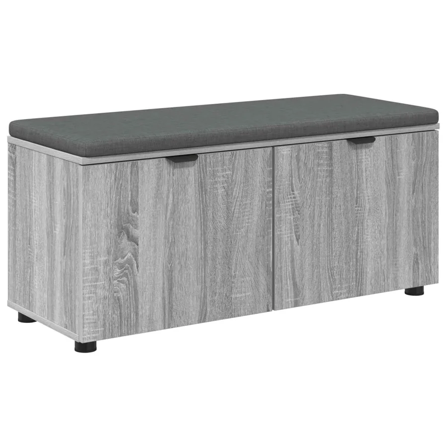 Banc d'entrée avec coussin Gris Sonoma 100 x 38 x 46 cm - 2