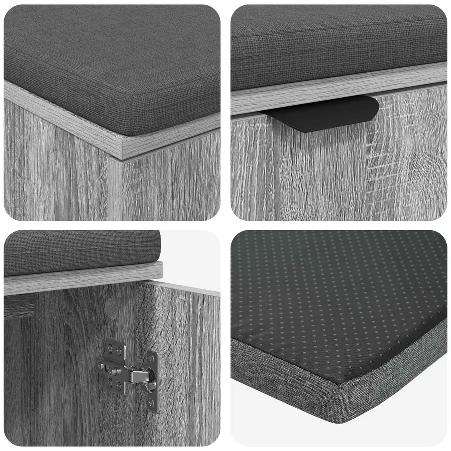 Banc d'entrée avec coussin Gris Sonoma 100 x 38 x 46 cm - 9