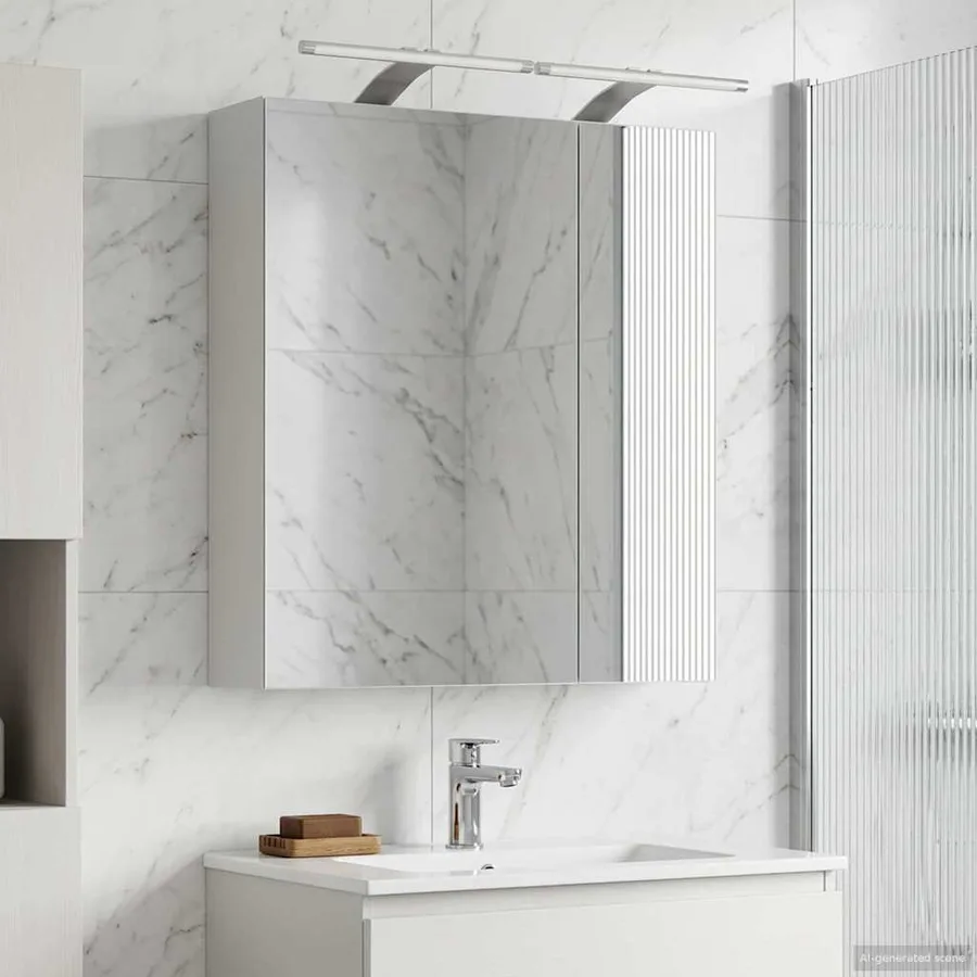 Armoire Miroir de Salle de Bain Blanc 60 x 14,5 x 70 cm - 4
