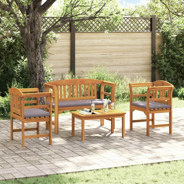 Ensemble de salon Rose de jardin 4 pcs Bois d'Acacia Massif