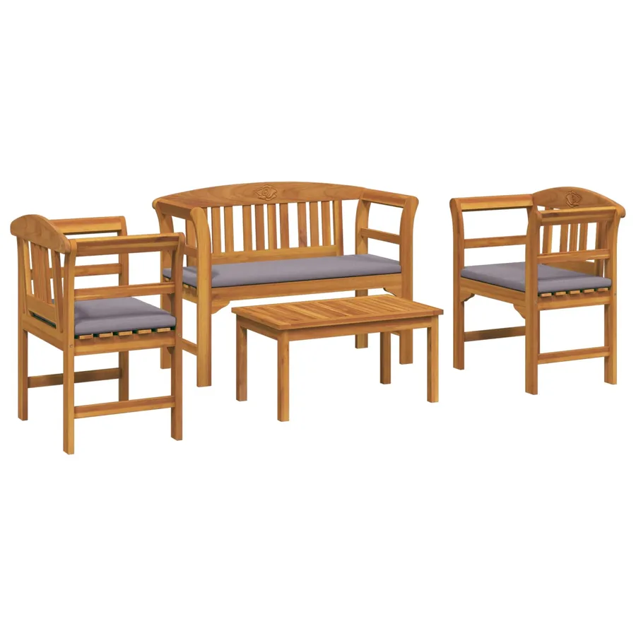 Ensemble de salon Rose de jardin 4 pcs Bois d'Acacia Massif - 2