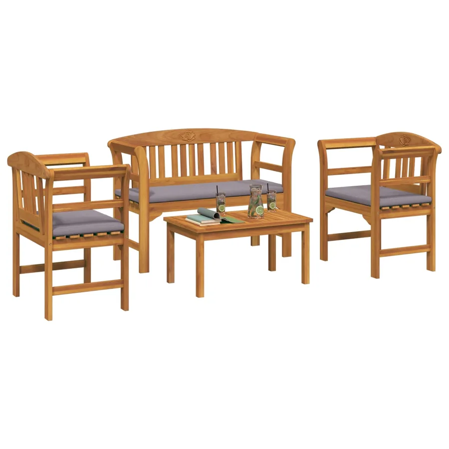 Ensemble de salon Rose de jardin 4 pcs Bois d'Acacia Massif - 3