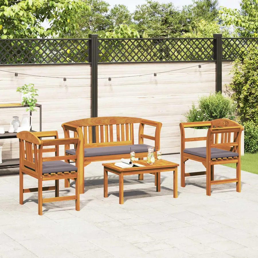 Ensemble de salon Rose de jardin 4 pcs Bois d'Acacia Massif - 4
