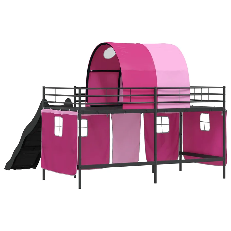 Lit mezzanine pour enfants Uni Noir et rose 107 x 203 cm Métал - 10