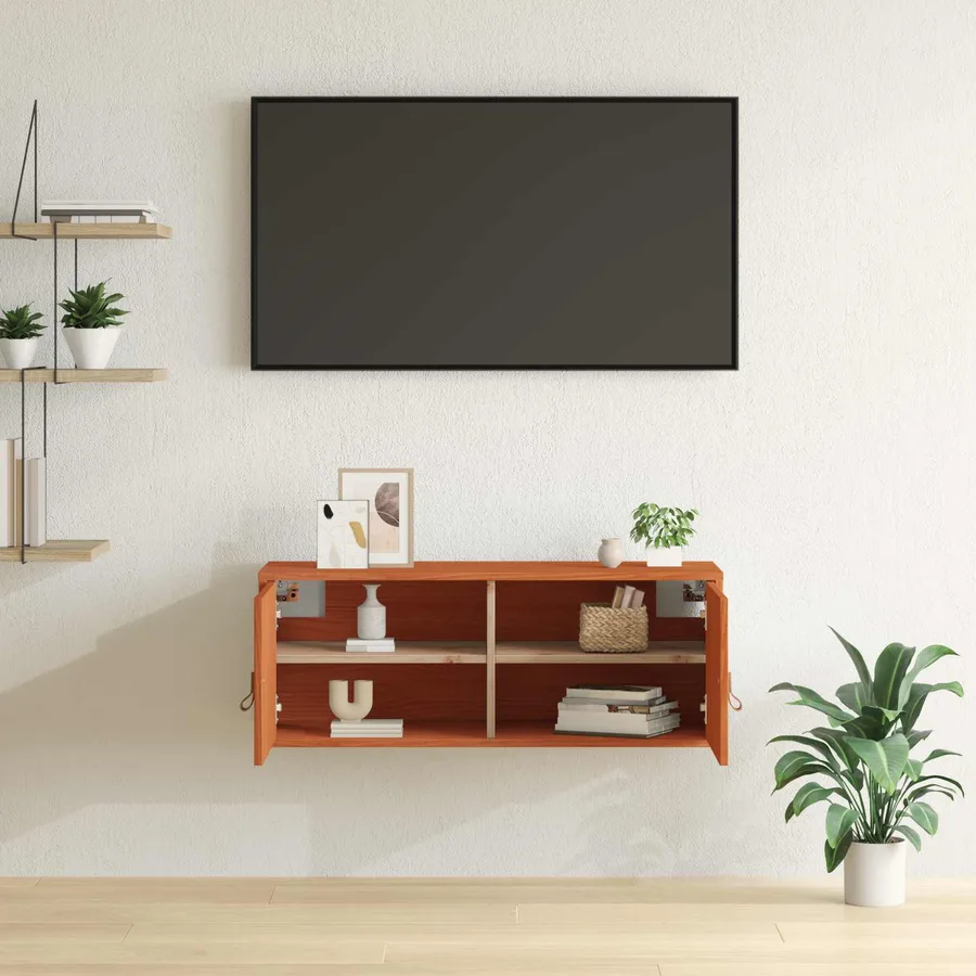 Meuble mural Cire marron 80 x 30 x 30 cm Bois de pin massif - 5