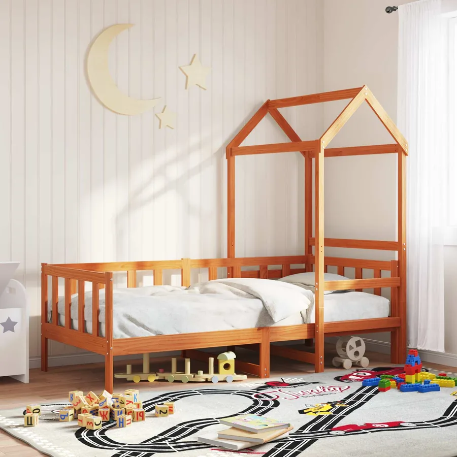 Ensemble Lit de Jour 2 pcs Cire marron Bois de pin massif