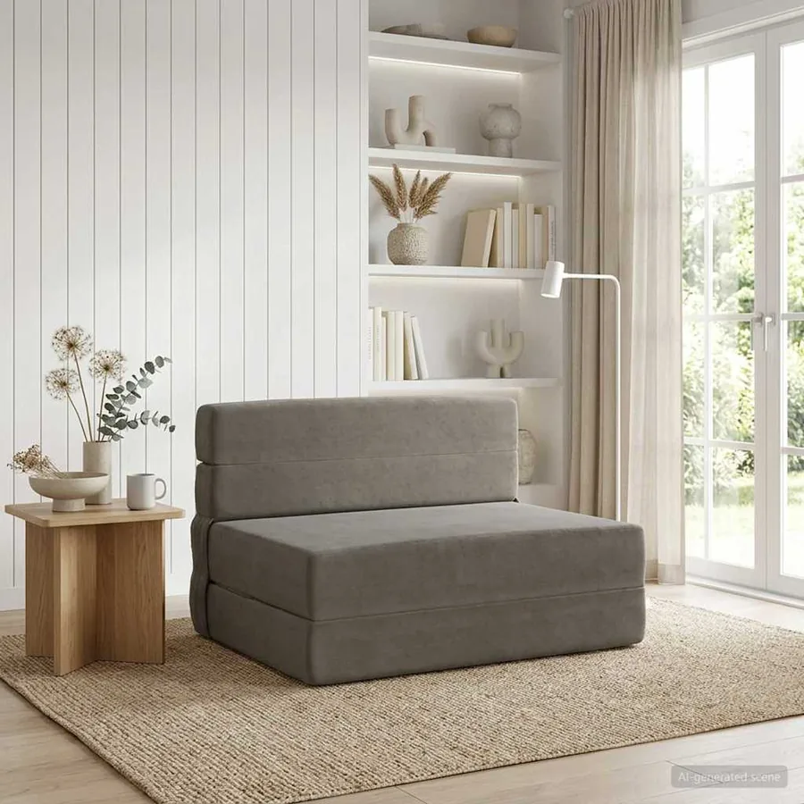 Canapé-lit pliable Gris clair 70 x 80 x 60 cm Tissu