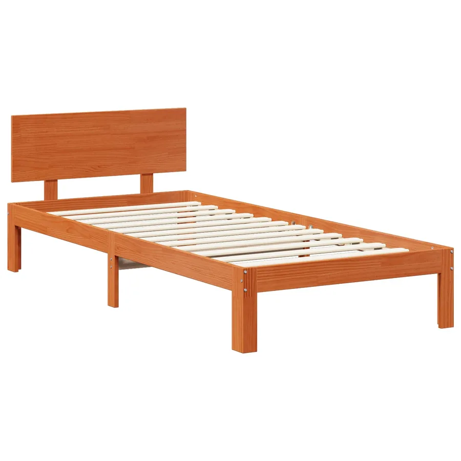 Cadre de lit avec tiroir 3 pcs Cire marron Bois de Pin Massif - 4