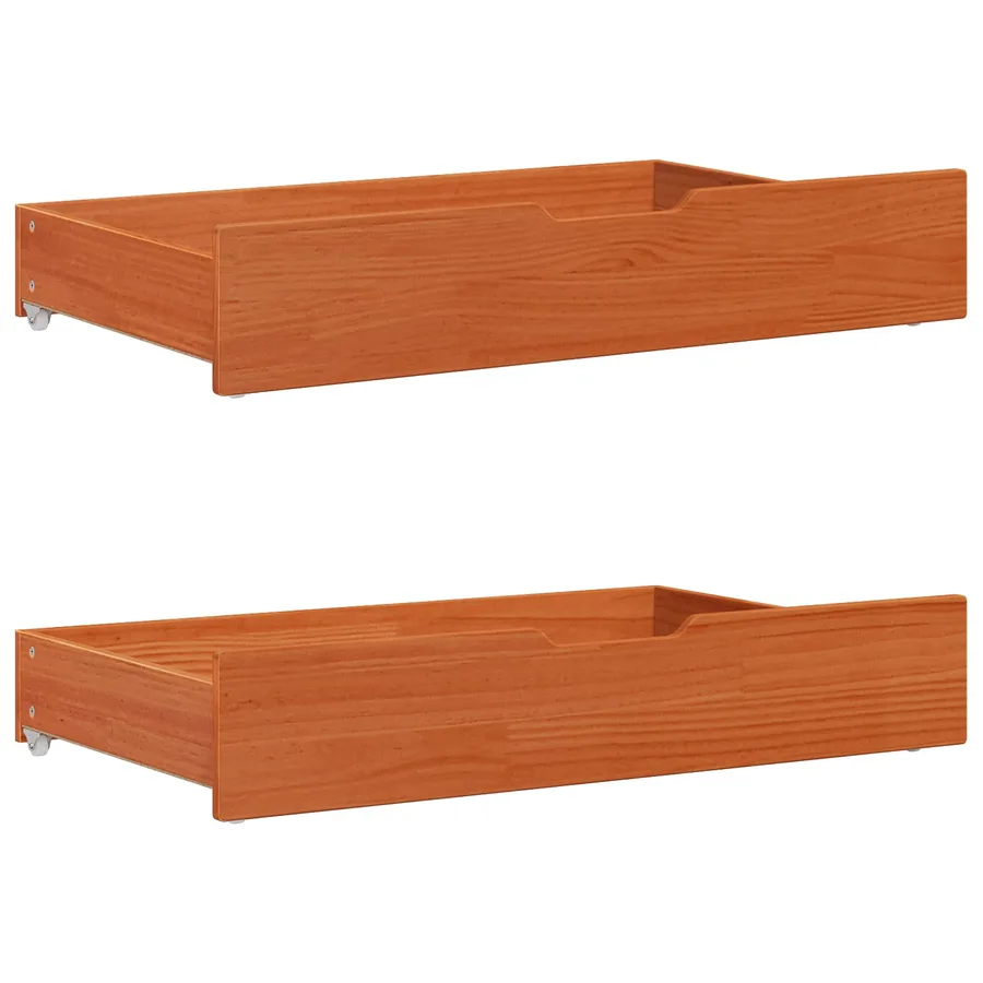 Cadre de lit avec tiroir 3 pcs Cire marron Bois de Pin Massif - 5