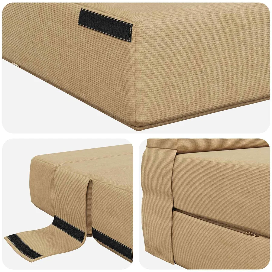 Canapé-lit pliable Vert Gris 70 x 72 x 60 cm Tissu - 6