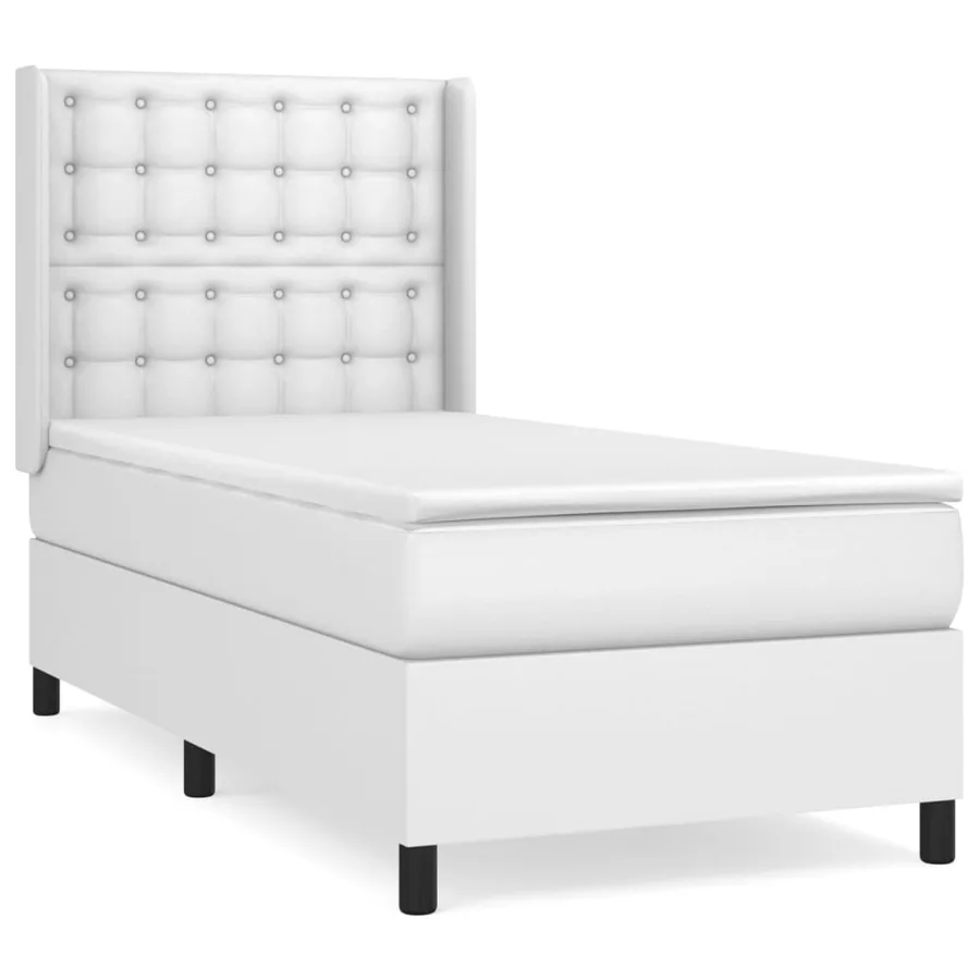 Sommier à lattes de lit avec matelas Blanc 90x190 cm Similicuir - 2