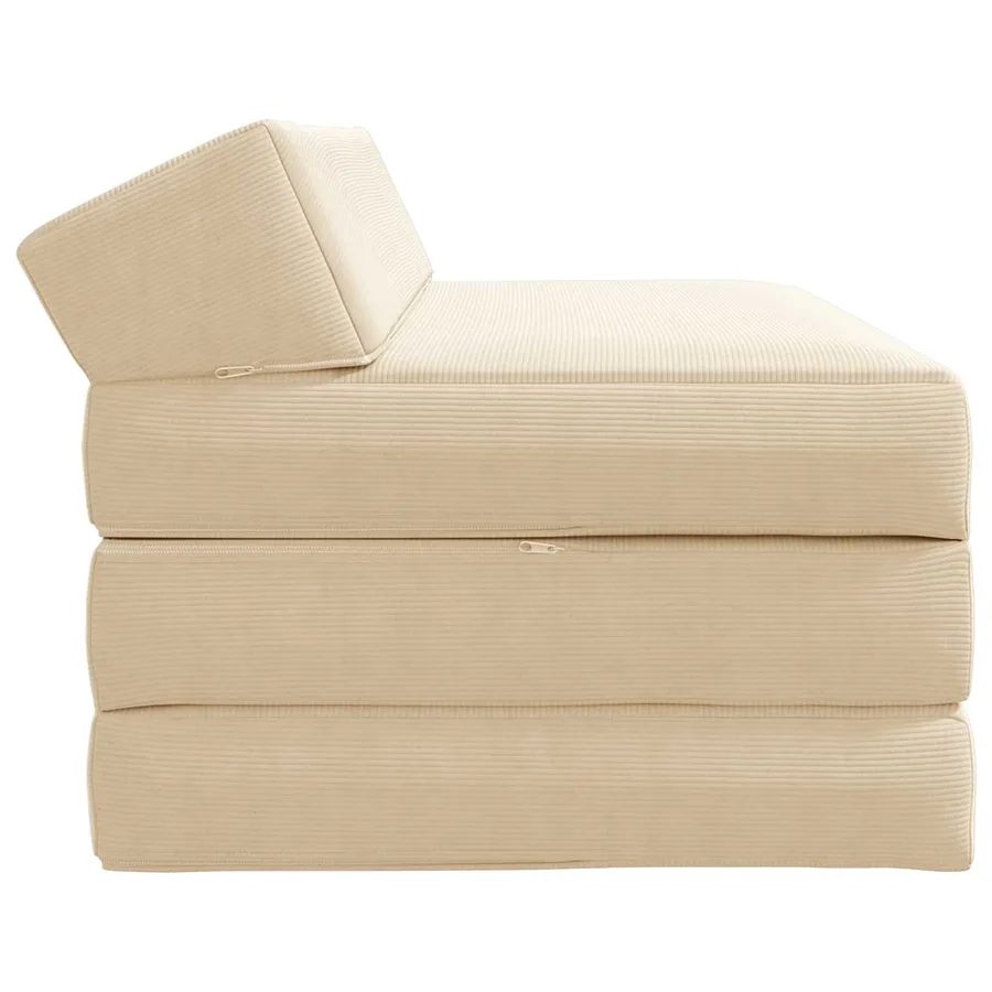 Canapé-lit pliable Crème 120 x 60 x 49 cm Tissu - 3
