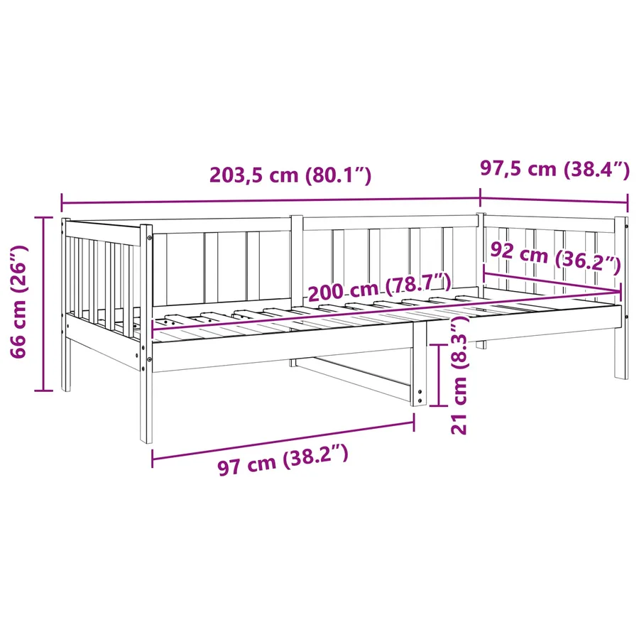 Cadre de lit Cire marron 90 x 190 cm Bois de pin massif - 8