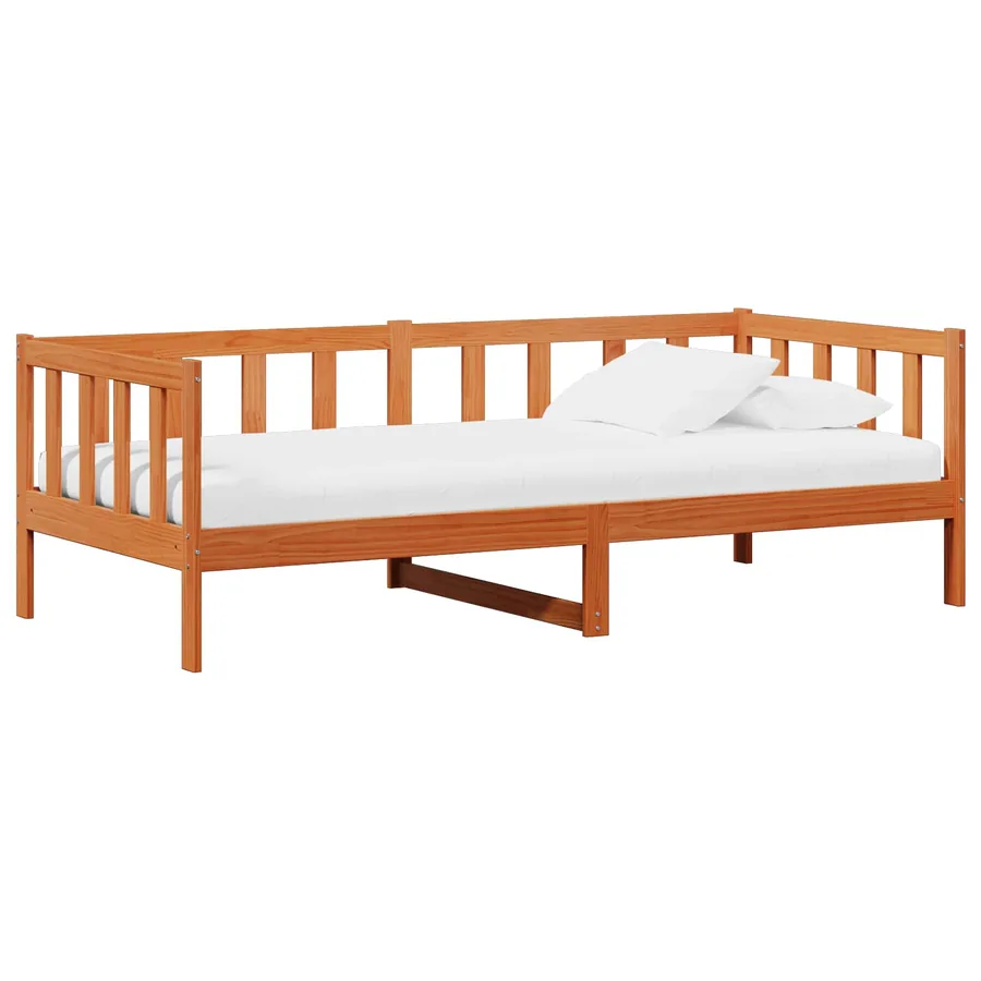 Lit d'appoint avec matelas Brun ciré et blanc 90 x 200 cm