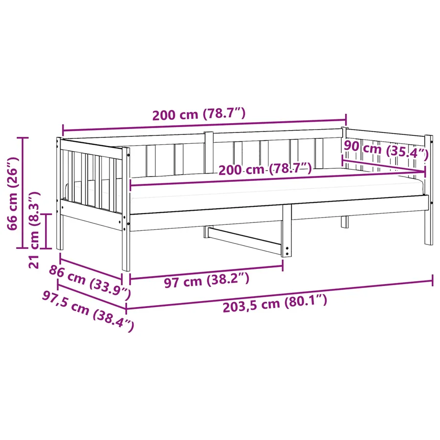 Lit d'appoint avec matelas Brun ciré et blanc 90 x 200 cm - 10