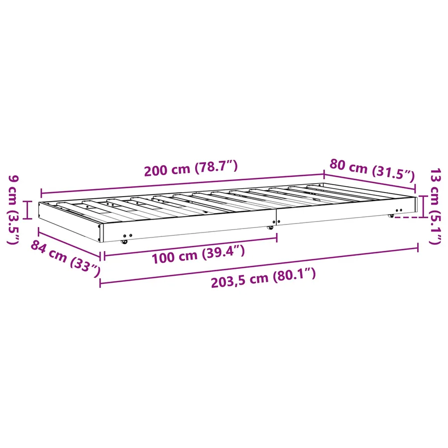 Cadre de lit Cire marron 80 x 200 cm Bois de pin massif - 8