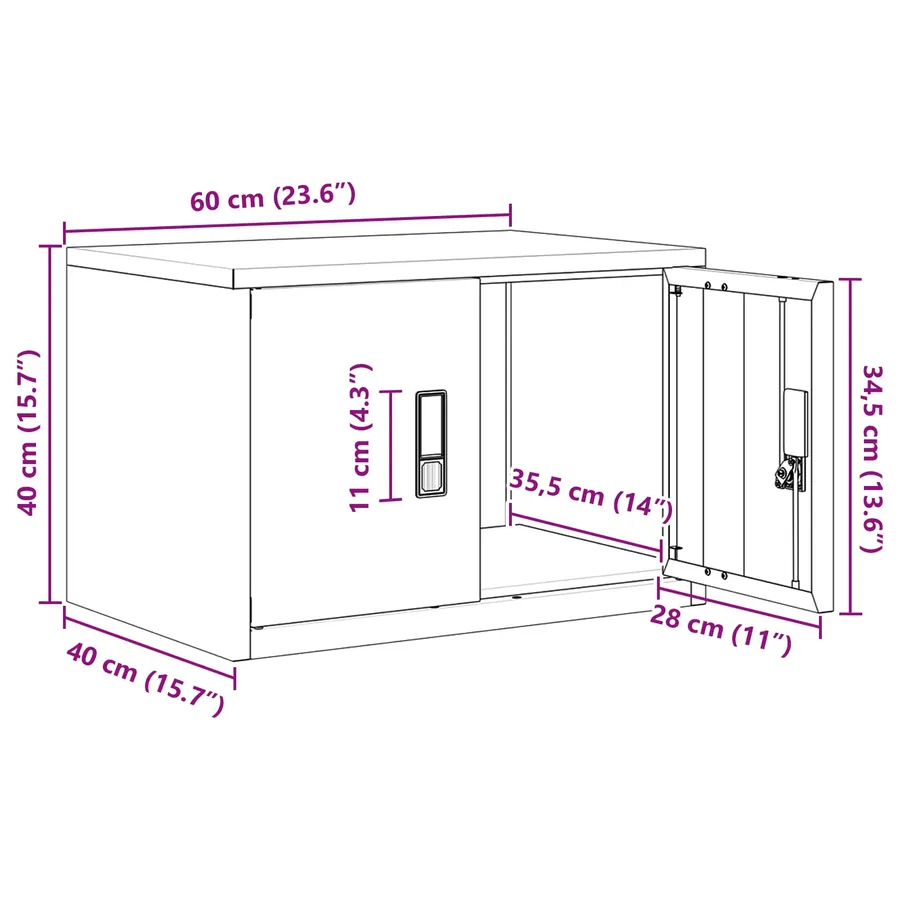 Armoire de rangement Jaune moutarde 60 x 40 x 40 cm Acier - 13
