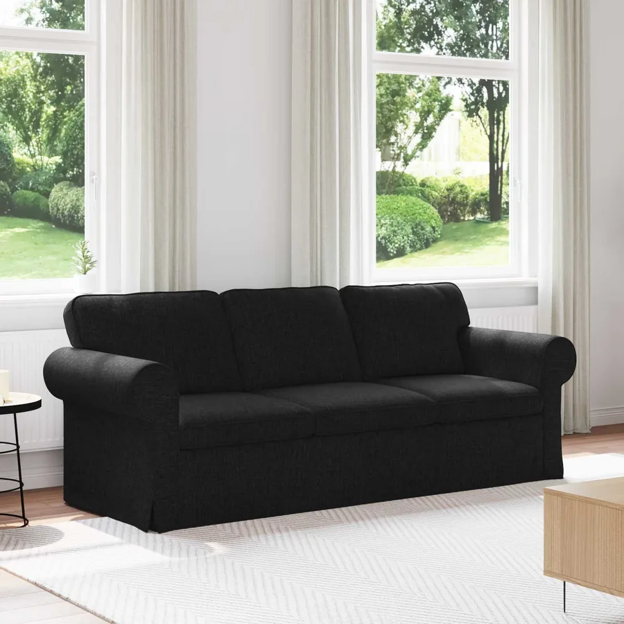 Canapé Noir 215 x 82 x 80 cm tissu