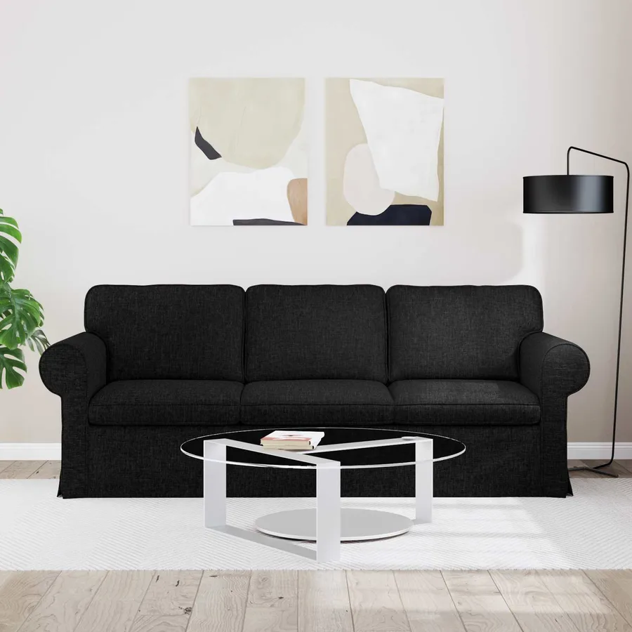 Canapé Noir 215 x 82 x 80 cm tissu - 3