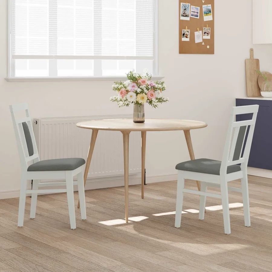 Chaise de salle à manger 2 pcs Blanc et Gris - 3