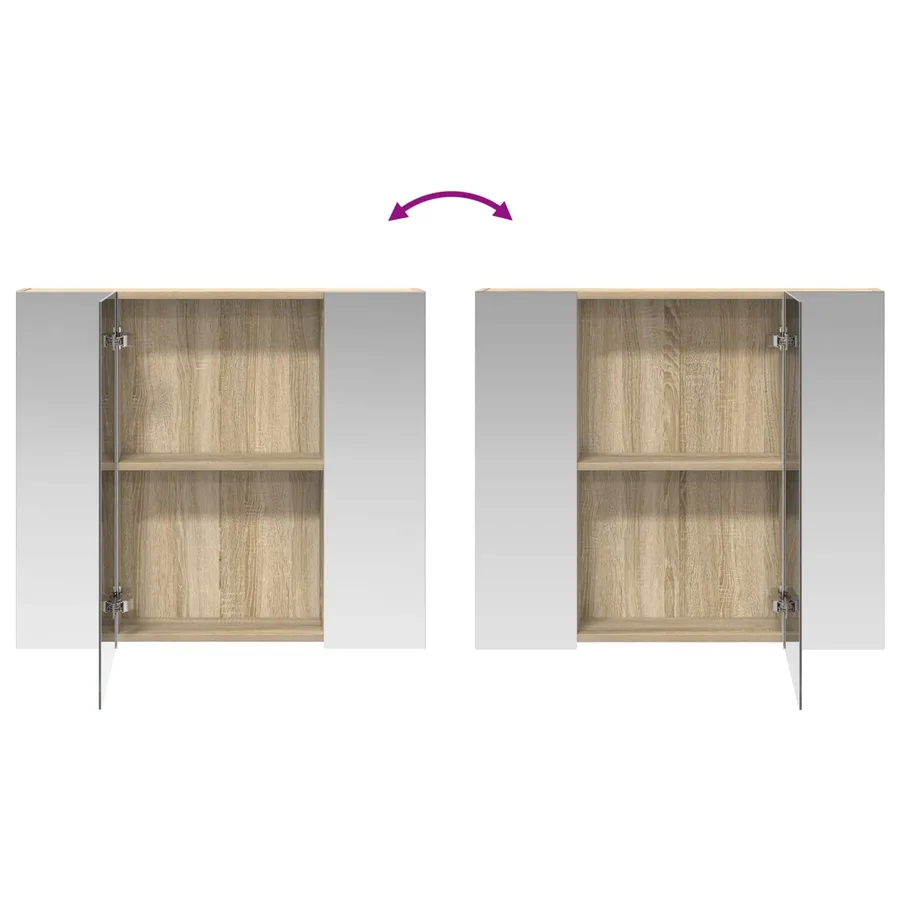 Armoire Miroir de Salle de Bain Chêne Sonoma 80 x 14.5 x 70 cm - 8