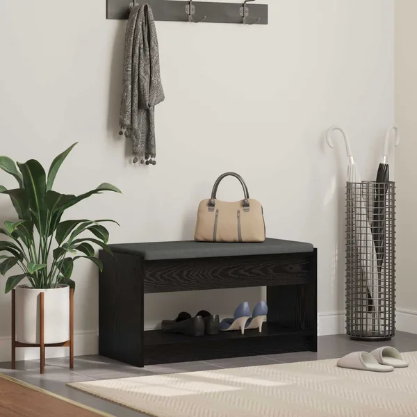 Banc d'entrée avec coussin Chêne Noir 83 x 38 x 45 cm