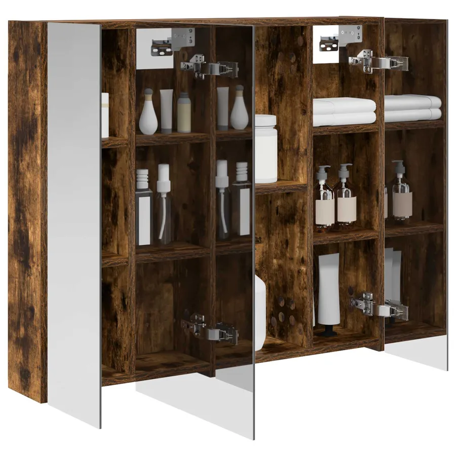 Armoire Miroir de Salle de Bain Chêne fumé 80 x 14.5 x 70 cm - 3